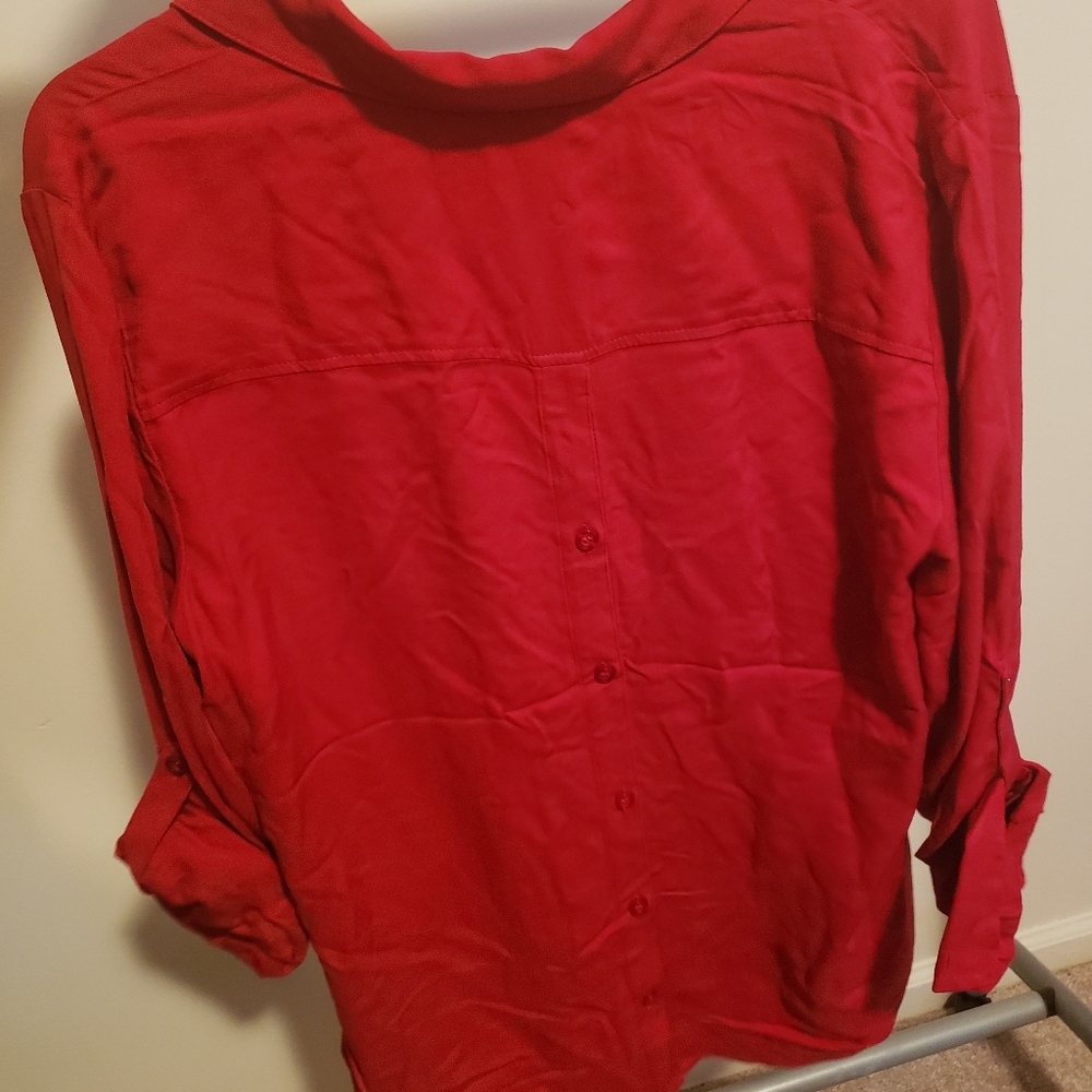 Red button back blouse - Picture 2 of 2